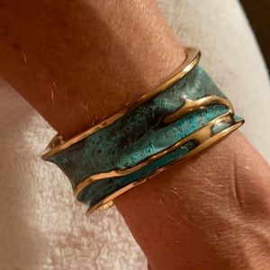 RAL Aqua Handmade oxidize brass cuff bracelet